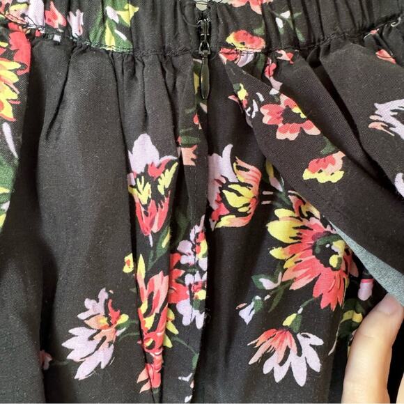 Jill Stuart Black & Pink Floral Off Shoulder Ruffled Knee Length Dress Size 2 - Picture 7 of 10